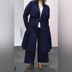 Lane Bryant’s Prabal Gurung Navy Trench Coat w/lace up details and belt. Size 18